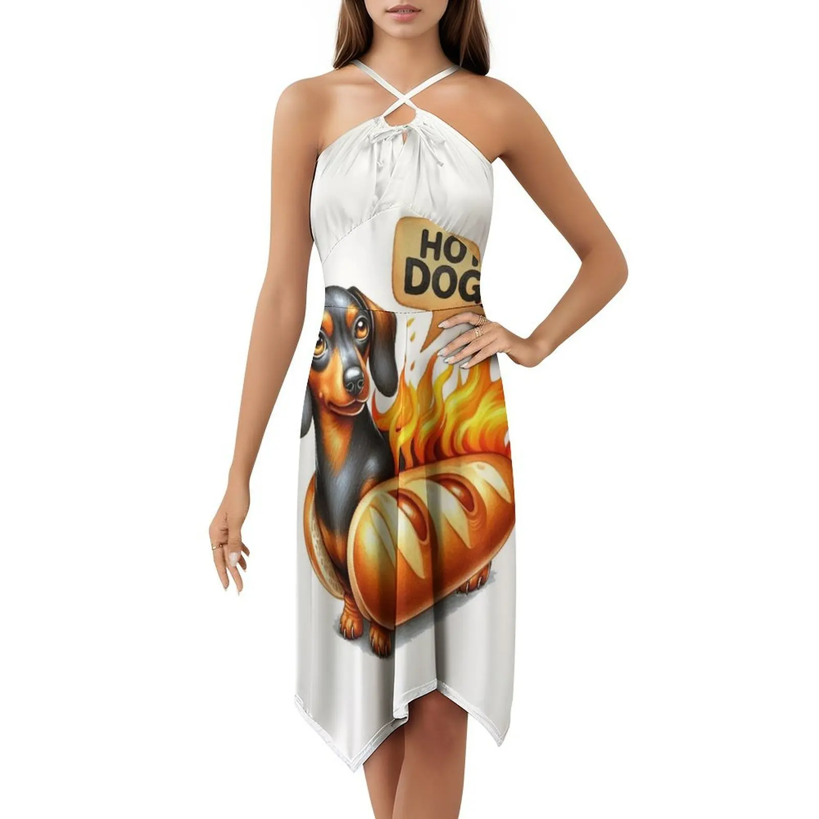 فستان هوت دوج على الطراز الكوري للنساء فستان كاجوال أنيق للحفلات أو الارتداء اليومي هوت دوج هوت دوج داشوند هوت دوج هوت دوج هوت