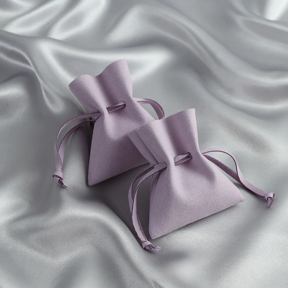 

5Pcs Purple Microfiber Jewelry Drawstring Bag Ring Earring Bracelet Necklace Suede Velvet Pouch Wedding Gift Organizer Packaging