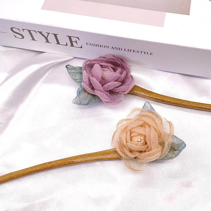 

Mesh rosewood hairpin, retro withered flower hairpin, women's ancient-style updo hair accessory