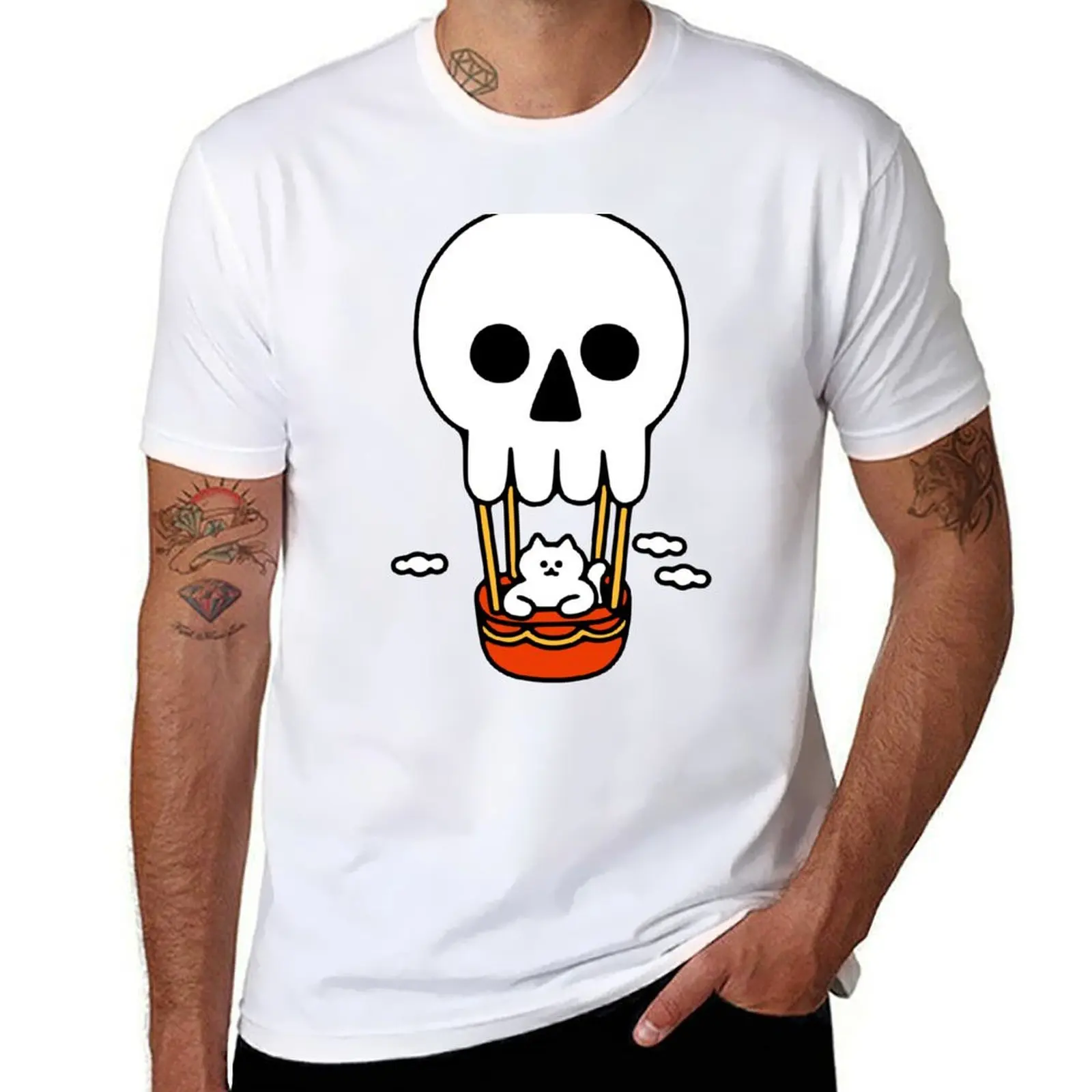 

Cat up in Skull Balloon T-Shirt t shirt man cotton funny t shirts dark humor T-Shirt