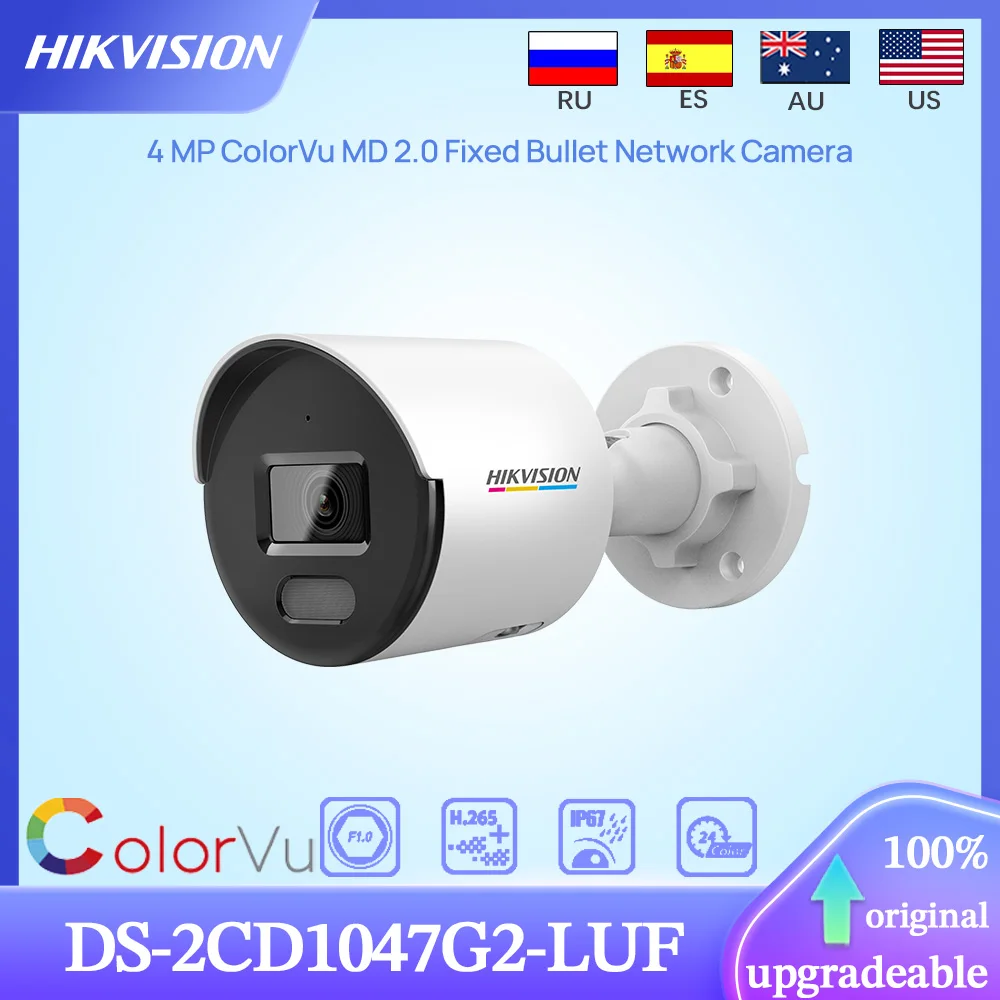 Hikvision Original DS-2CD1047G2-LUF 4 MP ColorVu MD 2.0 Fixed Bullet Network Camera Human&Vehicle Detection Built-in MIC SD Slot