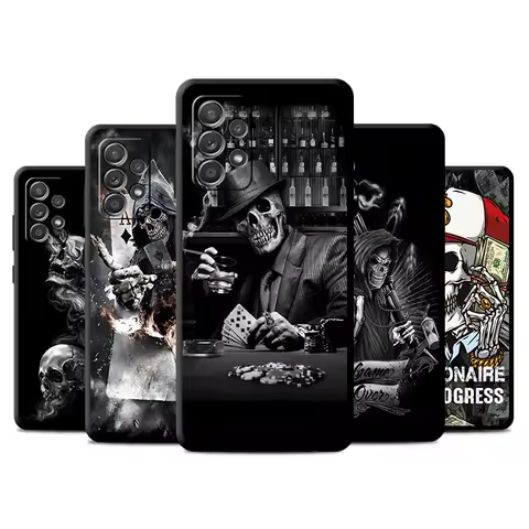 Black Case for Samsung Galaxy A52 A73 5G A33 A12 A53 A22 A13 4G A24 A14 A23 A54 A70 Soft Phone Cover Grim Reaper Skull Skeleton