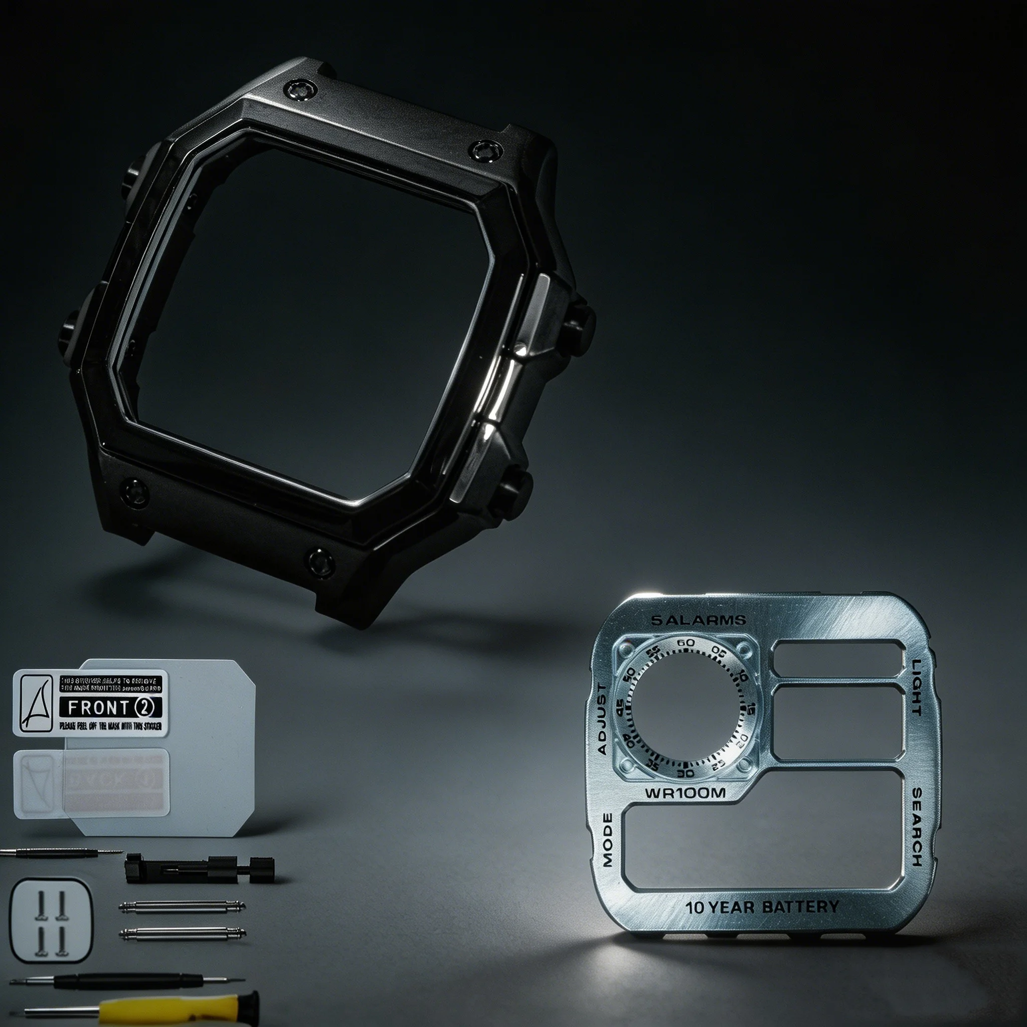 Royale Upgrade Mod Compatible with Casio AE1200 Watch Case Faceplate Combo 316LSS Matte Black Case Metal Watch Dial Parts view 3