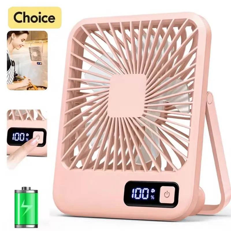 2000mAh Small Desktop Fan Super Silent USB Charging Strong Air Flow Cooling Fan with 5-speed Strong Air Flow Office Fan