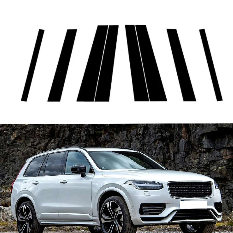 Fit For Volvo XC90 2016 2017 2018 2019 2020 2021 2022 2023 Pillar Post Glossy Piano Black Door Trim Window Decor Sticker Cover