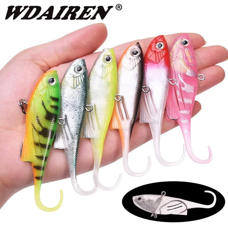 

1 Pc Noise Stick Vibrate Tail Fishing Lure Silicone Soft Bait 9cm 14.5g Hidden Anti-Hang Crank Hook Jig Wobbler Bass Pike Tackle