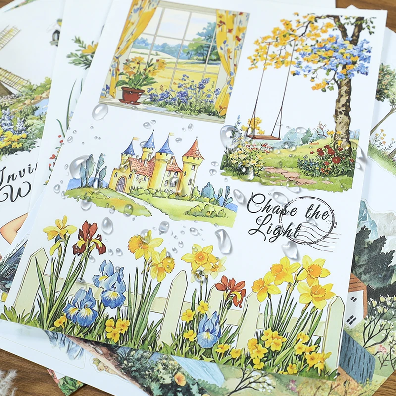 

A5 винтажный цветок, растение, этикетка с персонажем, пейзажная наклейка, книга, креативный DIY журнал, материал, коллаж, скрапбук, канцелярские принадлежности