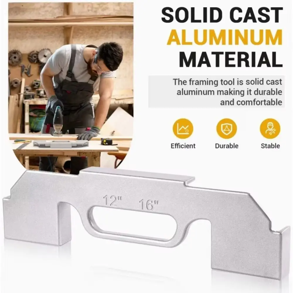 

Center Stud Layout Framing Spacing Positioning Jig 12-16 Inch Aluminum Alloy Wall Stud Framing Tool Convenient
