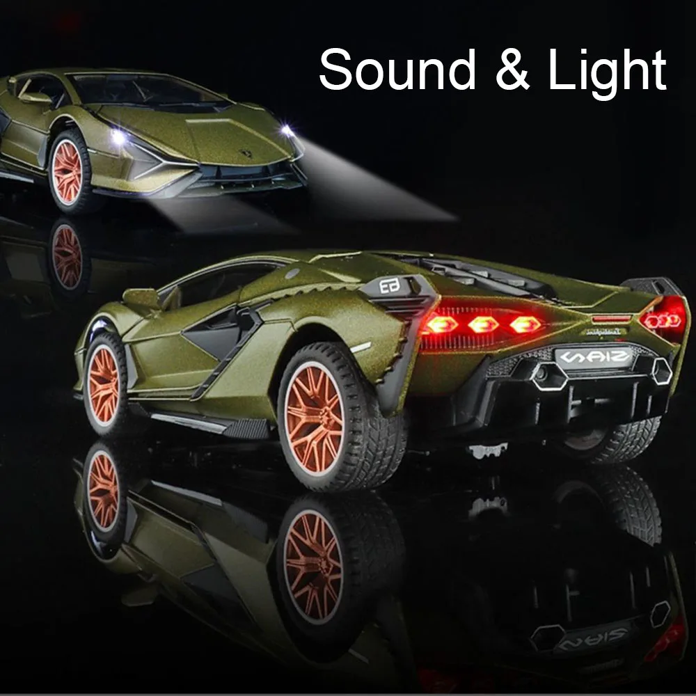 1:32 Scale Sian FKP37 Revuelto Car Model Toy Metal Diecasts Music Light Pull Back Doors Opened Supercar Models Collect Presents