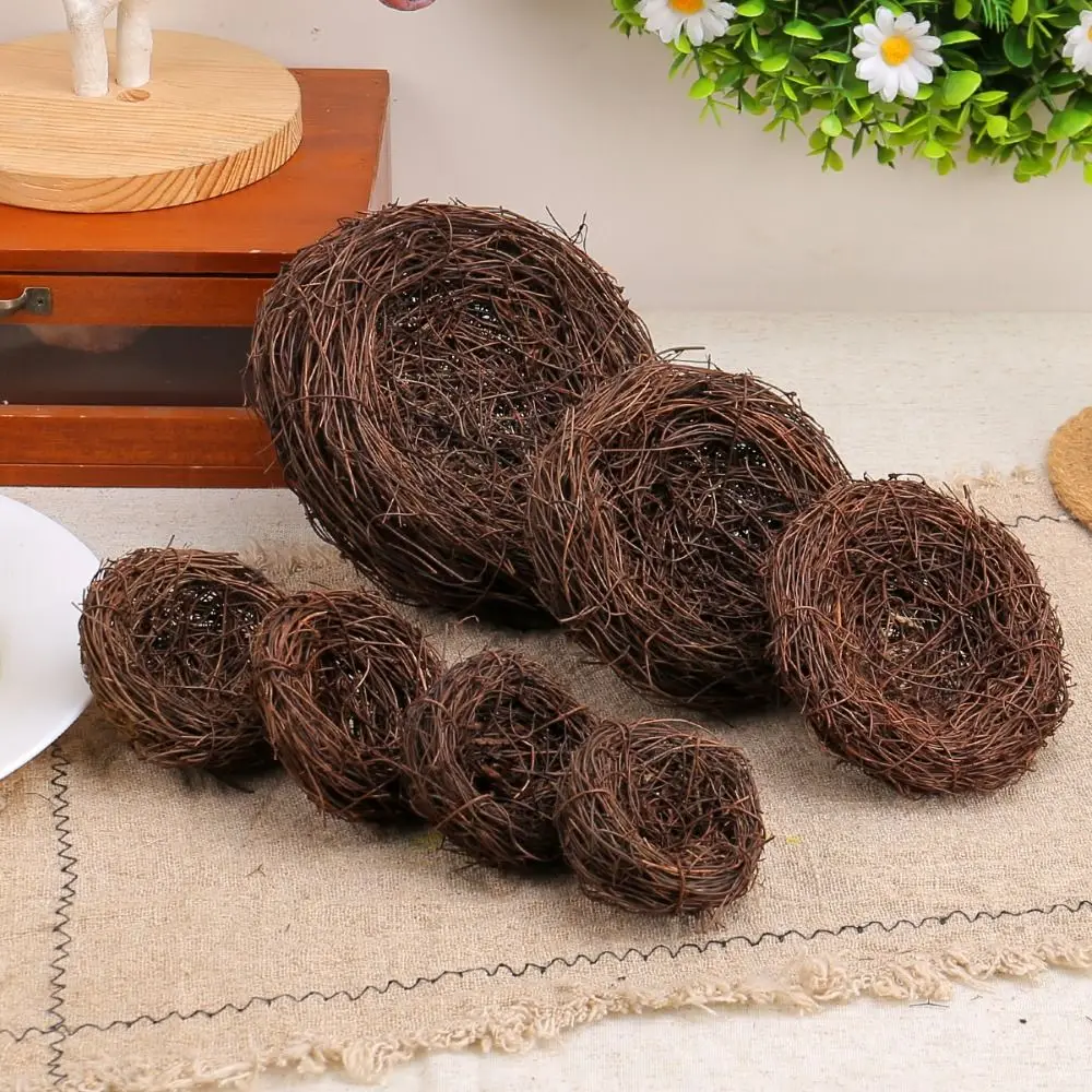 6-15cm Easter Artificial Bird Nest Handmade Exquisite Natural Rattan Nest DIY Craft Happy Easter Party Decoration