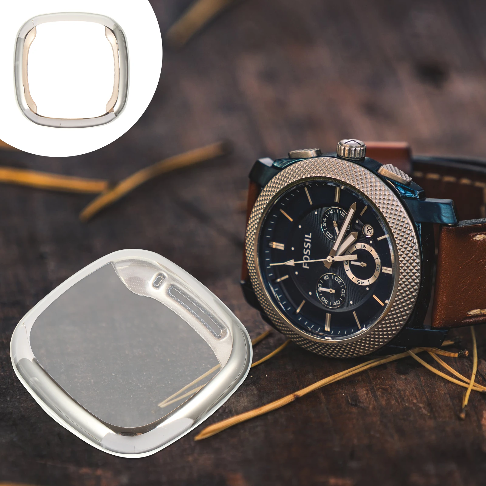 

1pc Electroplated Watch Protector Shell Anti-Scratch Shockproof Cover For Versa3 Sense Screen Case With Precise Cutouts
