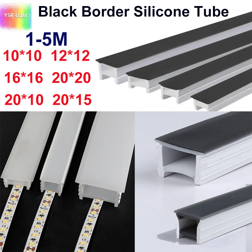 1-5M da incasso in silicone nero tubo led al neon flessibile supporto per canale facile installazione impermeabile antipolvere per interni fai da te a forma speciale