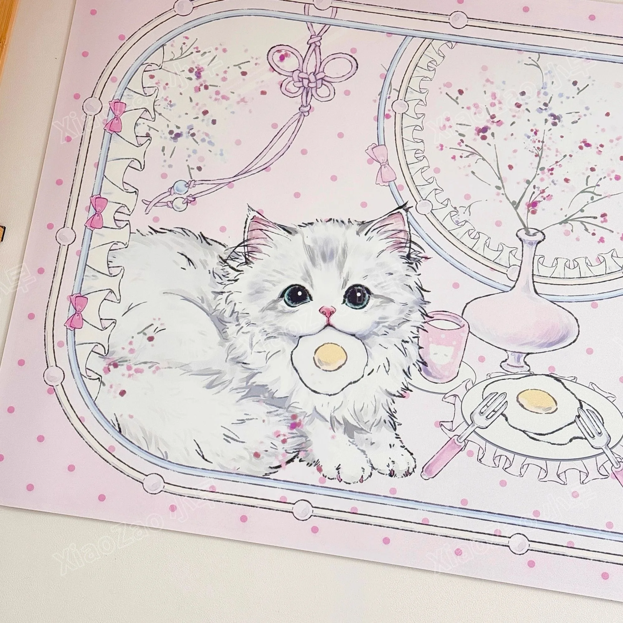 Оригинальный коврик для мыши с омлетом и котенком, водонепроницаемый нескользящий коврик для мыши с милым котенком, кожаный коврик для мыши