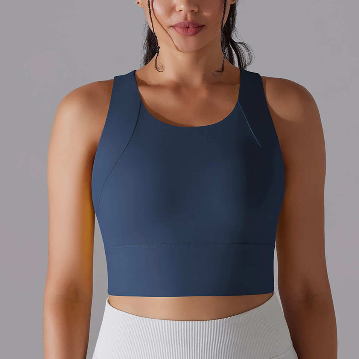 Women's Solid Push Up Sports Bra, Breathable Seamless Sports Vest, Ladies Sportswear for Indoor Outdoor Wear