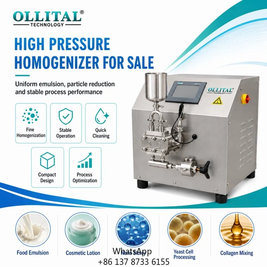 Ollital High Pressure Homogenizer For Sale With Model Selection For Emulsion Dispersion And Process Trials