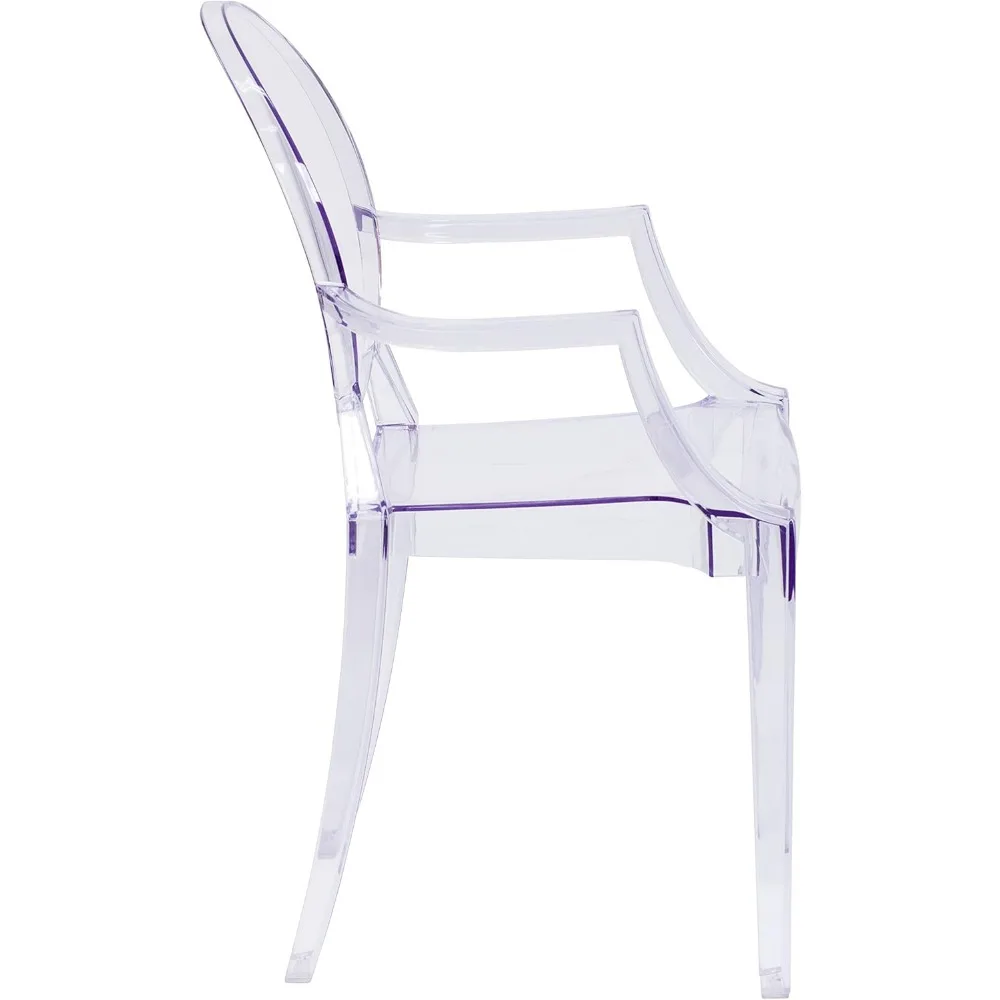 كرسي شبح بيضاوي كريستالي شفاف من EMMA & OLIVER مع مساند للذراعين #6