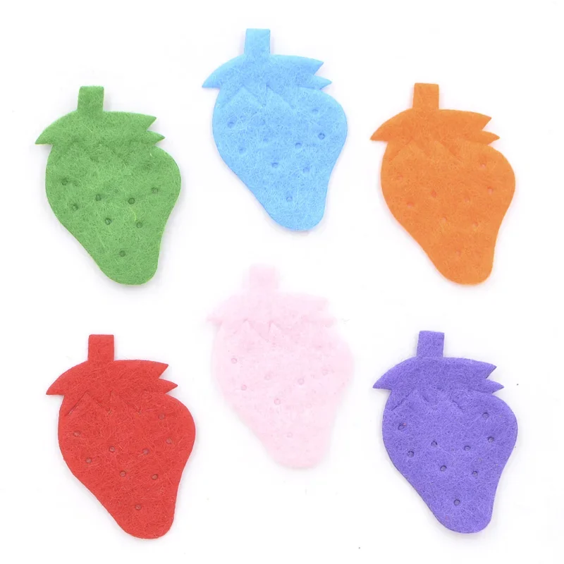 200Pcs/Lot Mix Colors Strawberry Appliques Fabric Felt Patches for Clothes Sewing Supplies DIY Kids Crafts Accessories