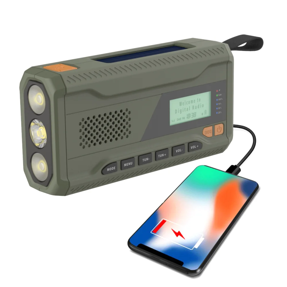 

4500mAh Survival Cranking Power Bank Multifunctional Hand Crank Solar Alert Digital Portable Radio for