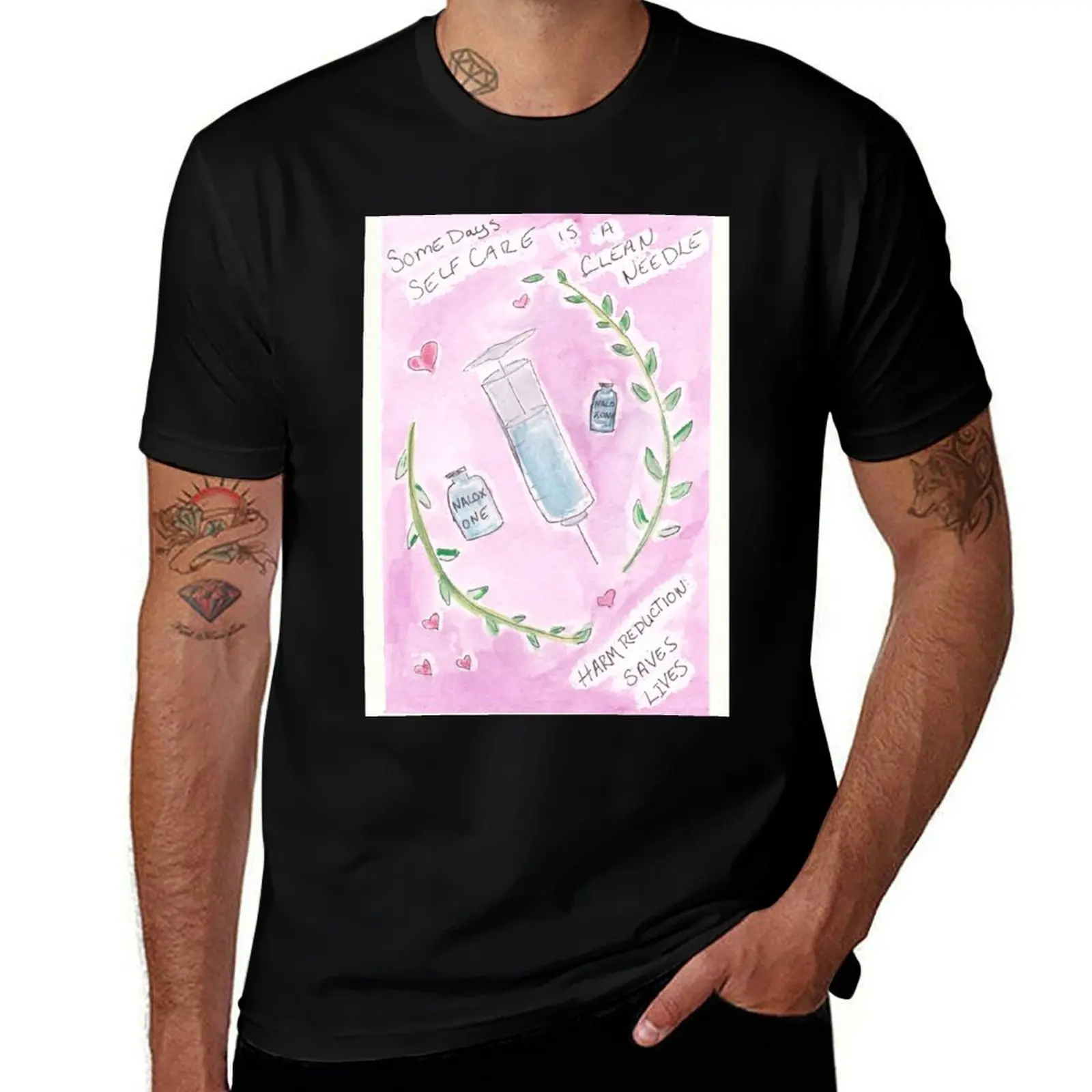 

Self Care is... Harm Reduction Poster no 3 T-Shirt Casual Trendy Streetwear Tee Shirt