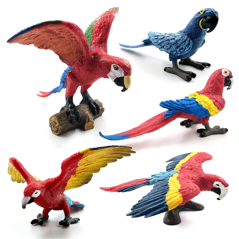 Simulation Mini Parrot Bird Figure Animal Model Figurine Home Decor Miniature Fairy Garden Decoration Accessories Modern Statue