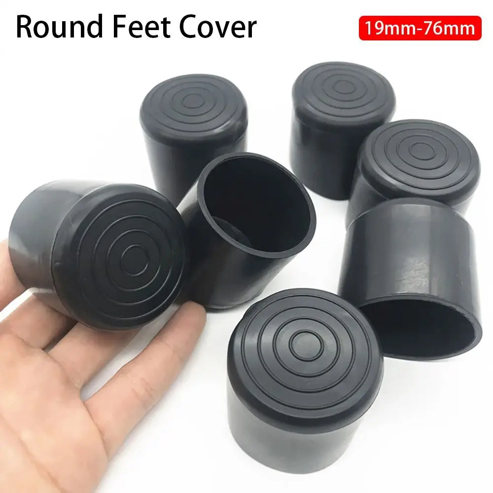 Black Round Chair Leg Caps PVC Rubber Furniture Feet Pads Non-Slip Tubing End Covers Floor Protectors Pads Table Bottom Cover