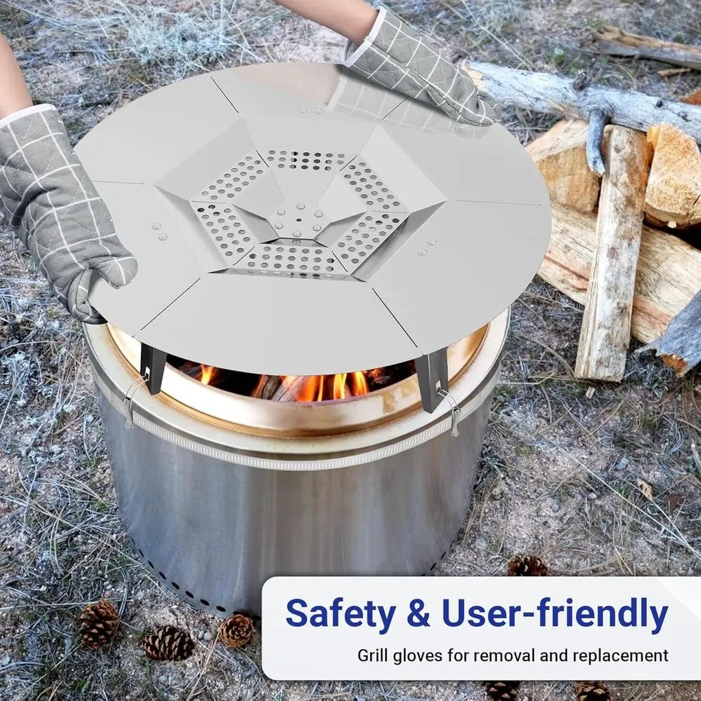 Ranger 15 Solo Stove Heat Deflector, 304 SS Diffuser, Grill Gloves & Fix Hoop, Camping Heat Management Accessory