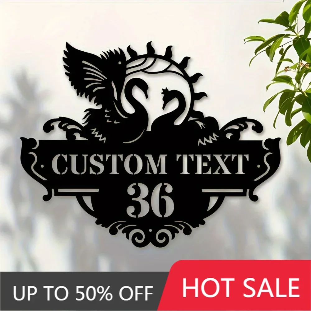 

Custom Iron Wall Art Tailored Metal Swan Wall Decor Personalized with Name & Number Contemporary Style Ideal for Home Entryway H