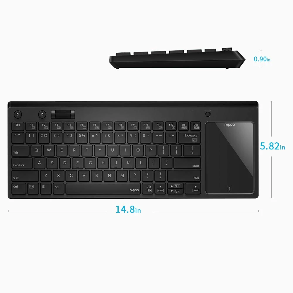 Rapoo K2800 Wireless TV Keyboard with Touchpad, Easy Media Control and Built-in Big Size Touchpad