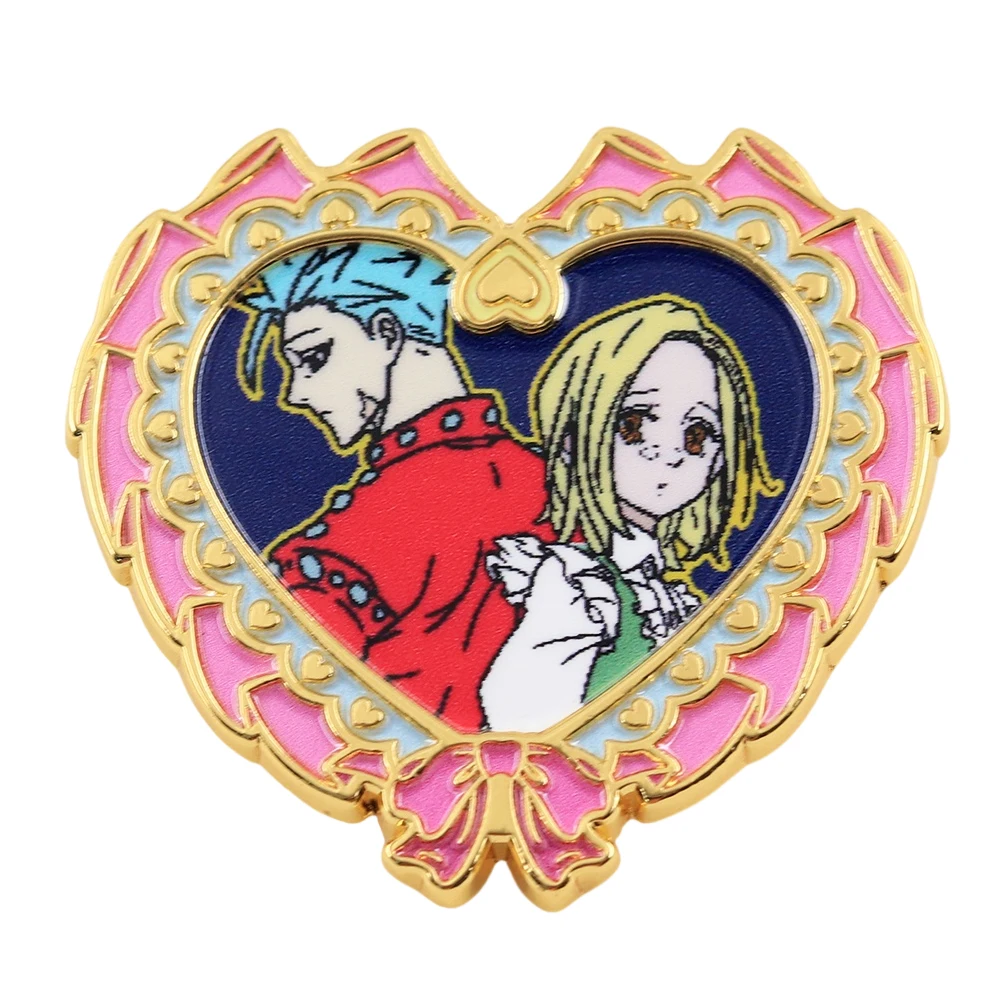 بان آند إيلين القوس القلب المينا دبوس أنيمي الطرفية رومانسية زوجين مجوهرات هدية عيد الحب