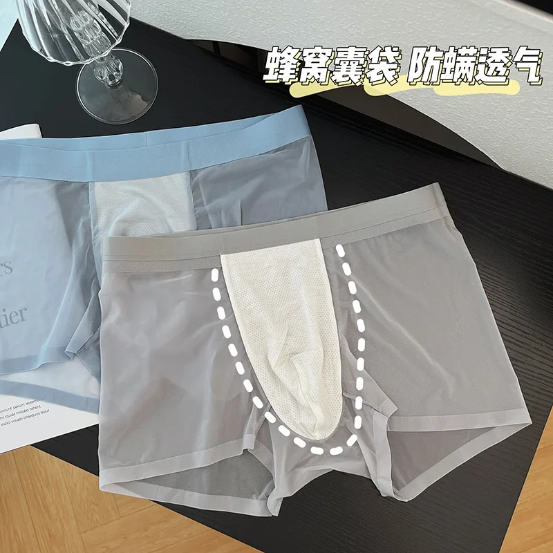 Sexy Sheer Men Elastic Underwears Sports Sexy See Through Ultra Thin Shorts Briefs