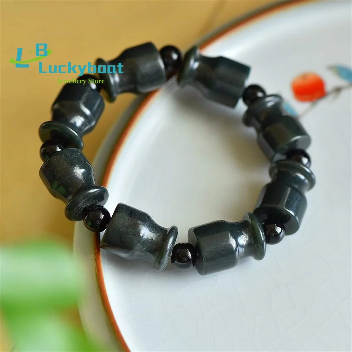 Natural Hetian Qingyu Cigarette Holder Bracelet Simple and Elegant Personality Exquisite Fashion Versatile for Men and Women