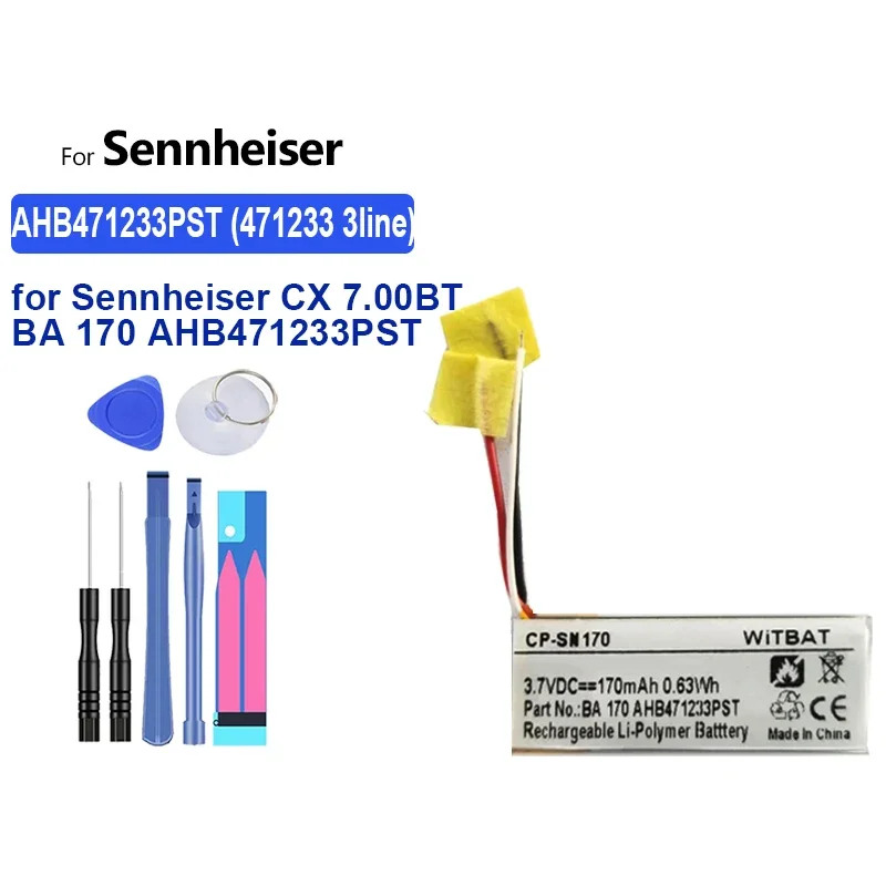 For Sennheiser CX 7.00BT, BA 170 AHB471233PST Momentum In-Ear Headphones Battery, 170mAh Replacement Battery