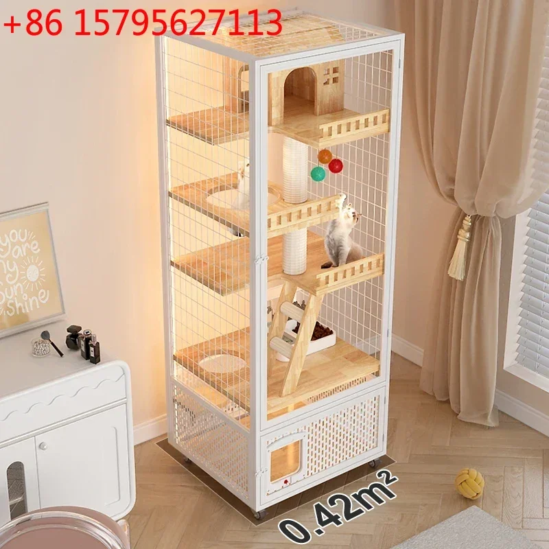 

Самый популярный многоуровневый домик-вилла для кошек из массива дерева, очень большой, на заказ