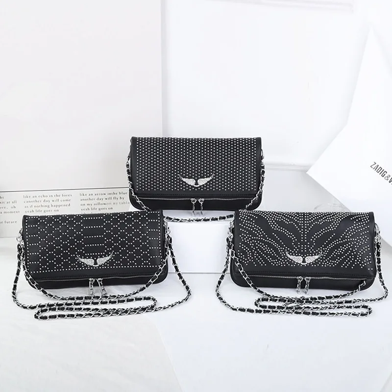 

Shi crossbody holding ZV willow nail studded wings chain envelope women's bag