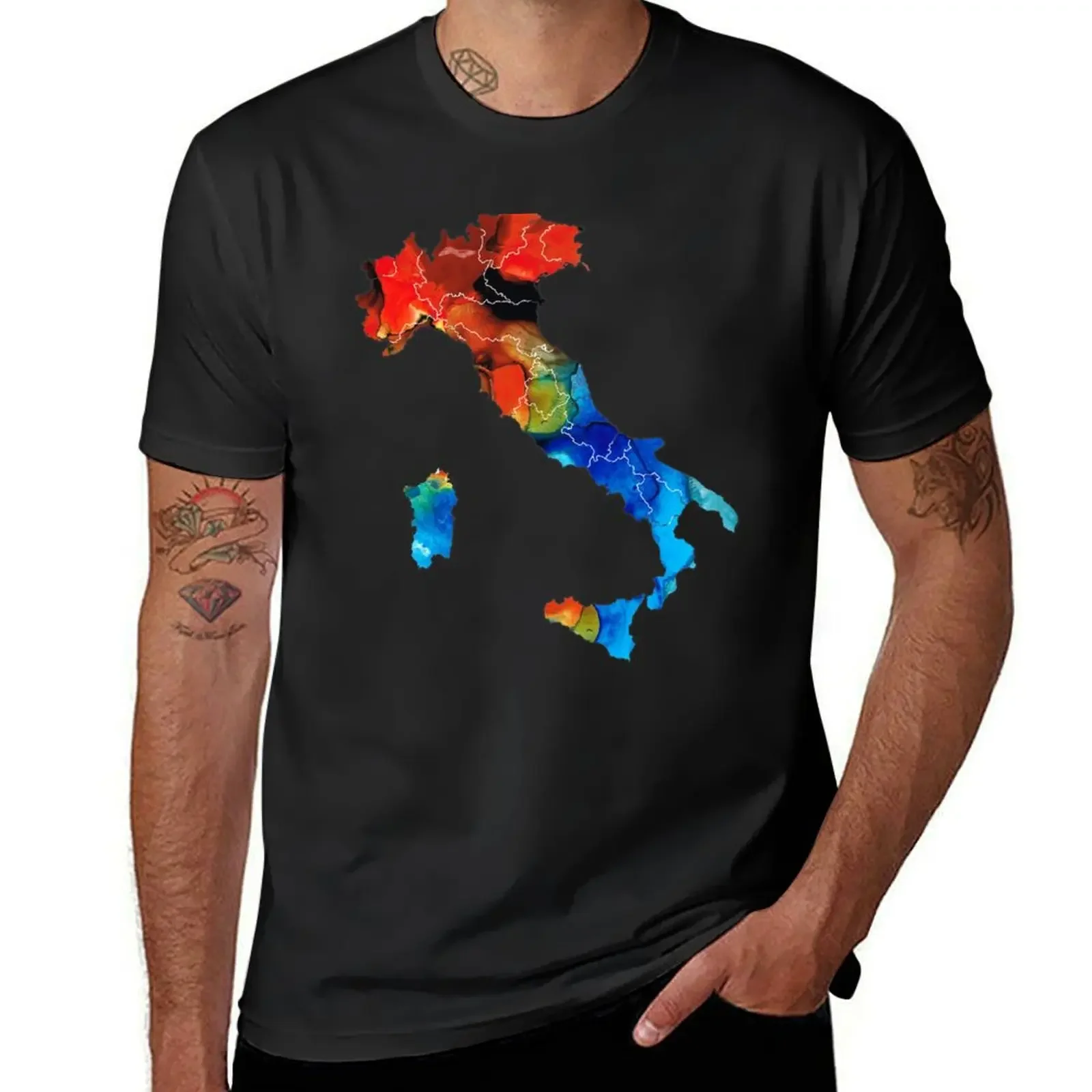 

Italy - Italian Map By Sharon Cummings T-Shirt anime figures shirts graphic oversized t shirt men