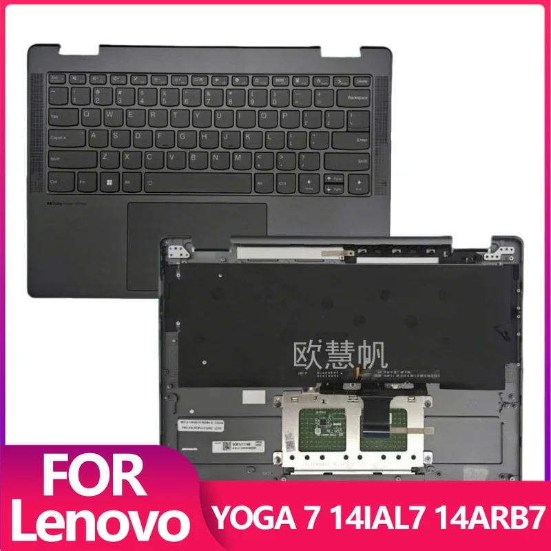 

M New Laptop Accessories for Lenovo YOGA 7 14IAL7 14ARB7 14IAP7 Palmrest Upper Cover with US Keyboard Grey 5CB1J02482