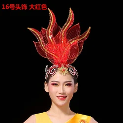 Flame Headwear Women Red Sequin Dance Head Flower Shiny Stage