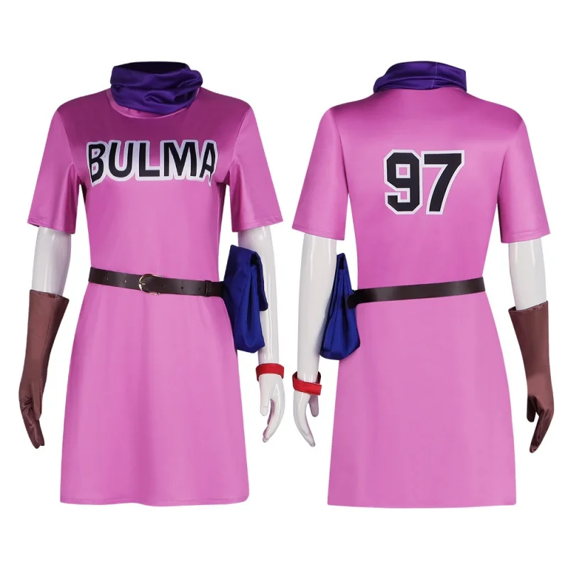 Disfraz de Anime Bulma, vestido rosa, uniforme Kawaii para niña y mujer, conjunto de trajes para fiesta de disfraces, Carnaval, Halloween