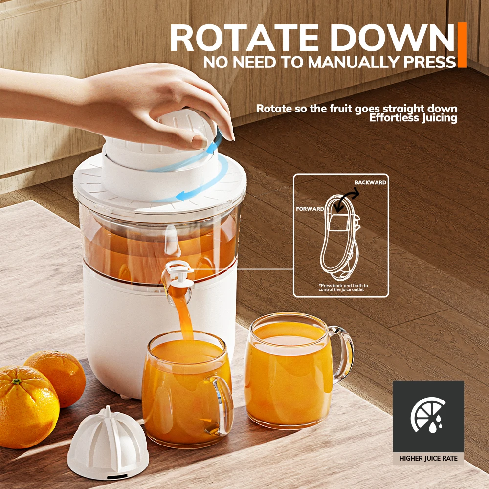 MIUI 850W Citrus Juicer Squeezer with 2 Cones, Stainless Steel Quiet Orange Electric Juice Extractor Machine, Large Capacity
