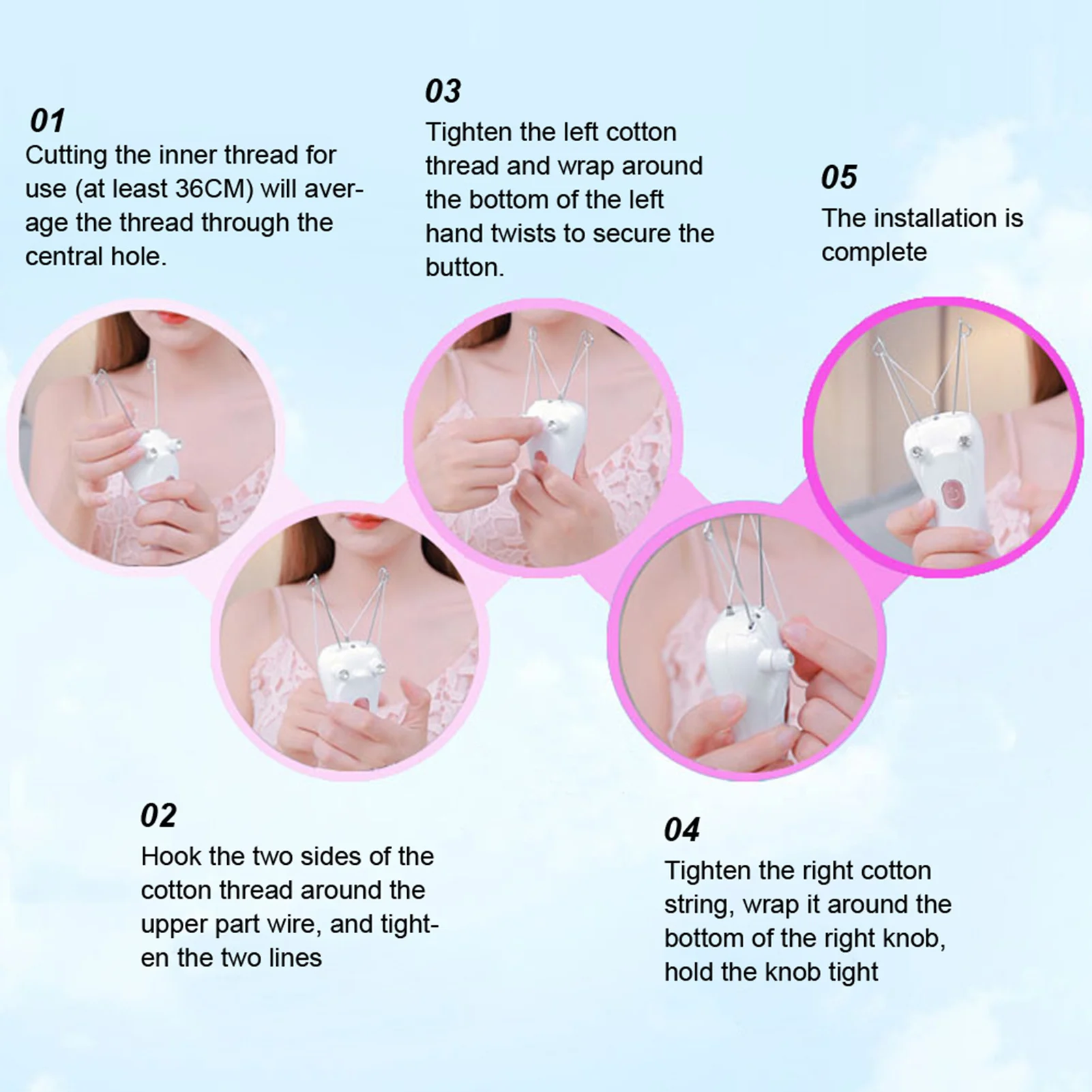 Electric Threading Epilator Threading Epilator Cotton USB Charging for Hairs on The Upper Lip Chin Cheeks Sideburns for Face