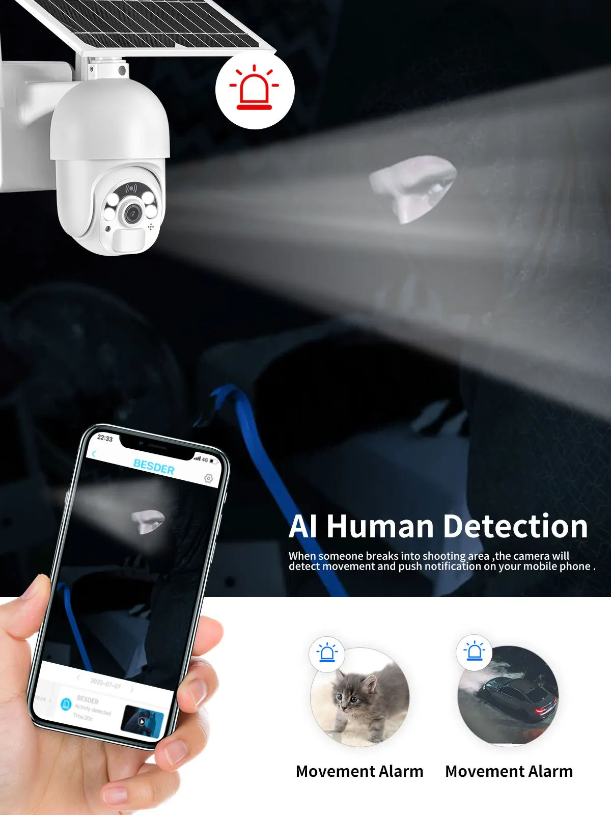 Gadinan1080P WiFi/4G PTZ Outdoor IP Camera 4X Digital Zoom Wireless CCTV Security Camera Solar Panel Two-Way Audio Surveillance