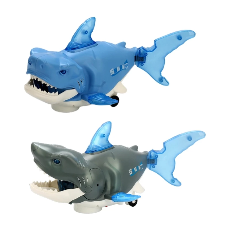 Cartoon Electric Transparent Shark LED Music Walking Shark Educational