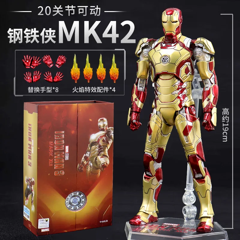 ZD Toys Iron Man MK1 MK2 MK3 MK4 MK5 MK6 MK7 MK42 MK43 MK45 MK46 War Machine Film-Actionfigur 7 Zoll Sammlerstück für Erwachsene