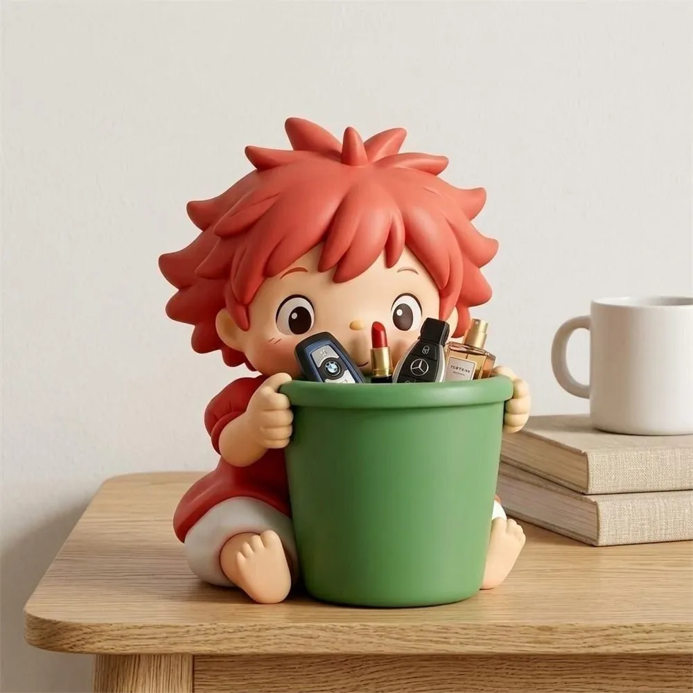 Ponyo Aufbewahrungseimer Desktop-Organizer Niedliche Ästhetische Dekorative Figur für Schlüssel, Lippenstift, Parfüm, Zuhause – Detail 1