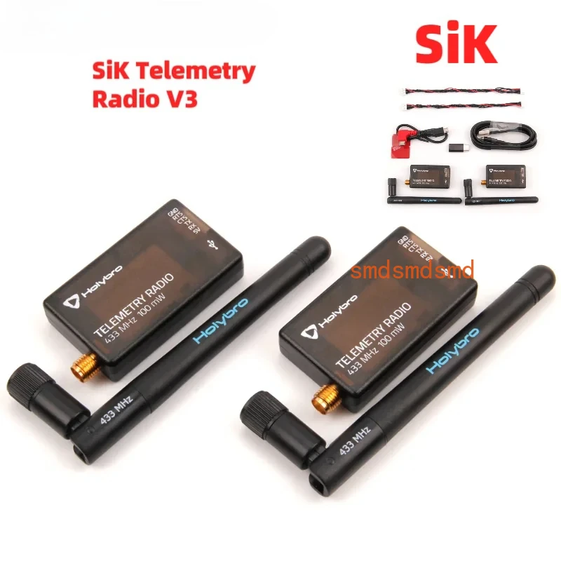 

Holybro SiK Telemetry Radio V3 100mW 433MH 915MHz Open-source SiK firmware Plug-n-play for Pixhawk Standard Flight Controllers