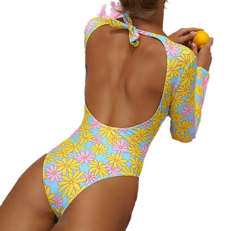 Vintage Retro One Piece Swimsuit Female 2024 Print Swimwear Women Backless Bathing Suits Summer Beach Wear Bather Monokini Swim image 5
