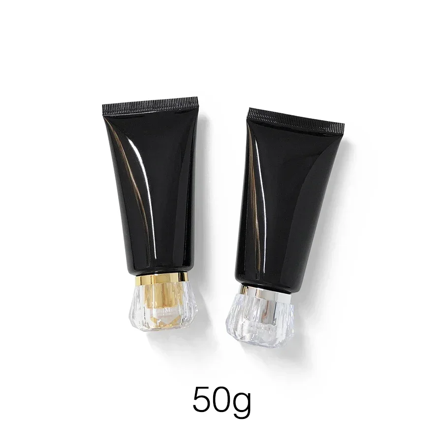 50g tubo suave de plástico negro botella exprimible recargable cosmética 50ml crema de manos maquillaje loción corporal contenedor vacío