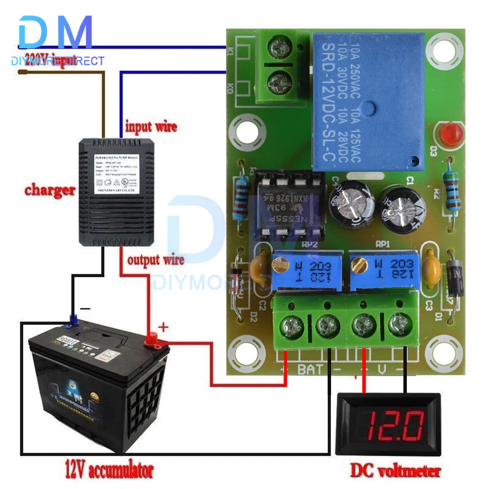 XH-M601 Battery Charging Control Board 12V Battery Full Power off Stop to Prevent Overshoot Control Module