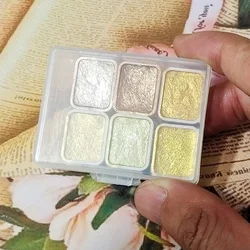 6Color Shimmer Solid Watercolor Set Retro Painting Pearlescent Metal Candy Colors Set for Art Painting Drawing Nail Design