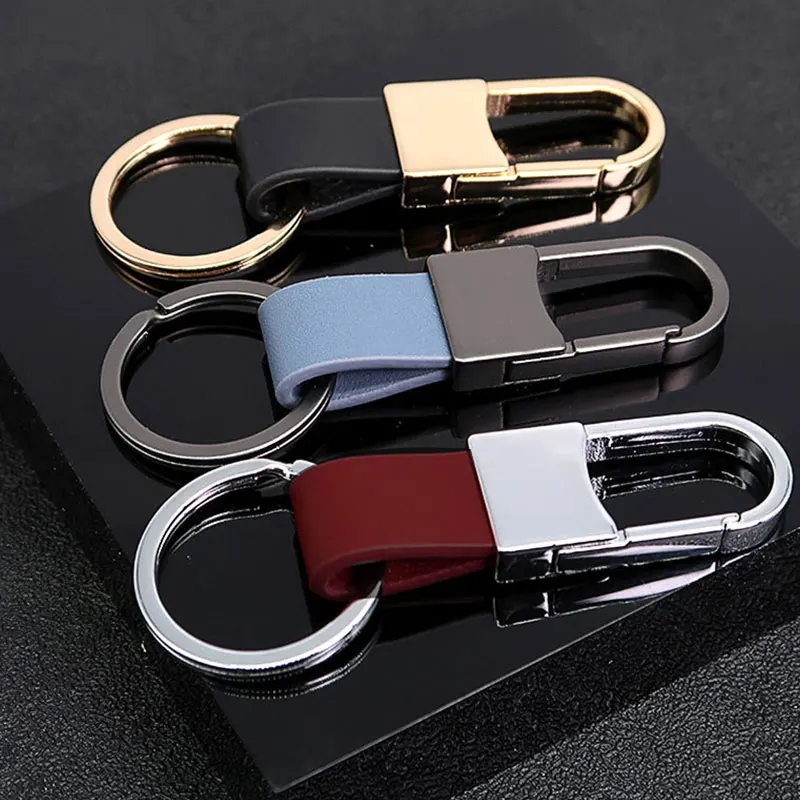 New Leather Keychains for Women Men Metal Carabiner Holder Car Key Strap Waist Hanging Wallet Car Key Chains Keyrings